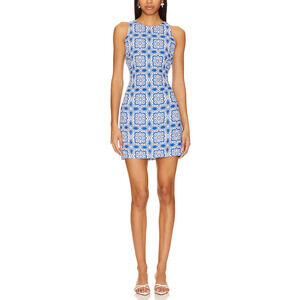 Minkpink 'Catalina' Blue Mini Linen Back Cut Out Dress Size L